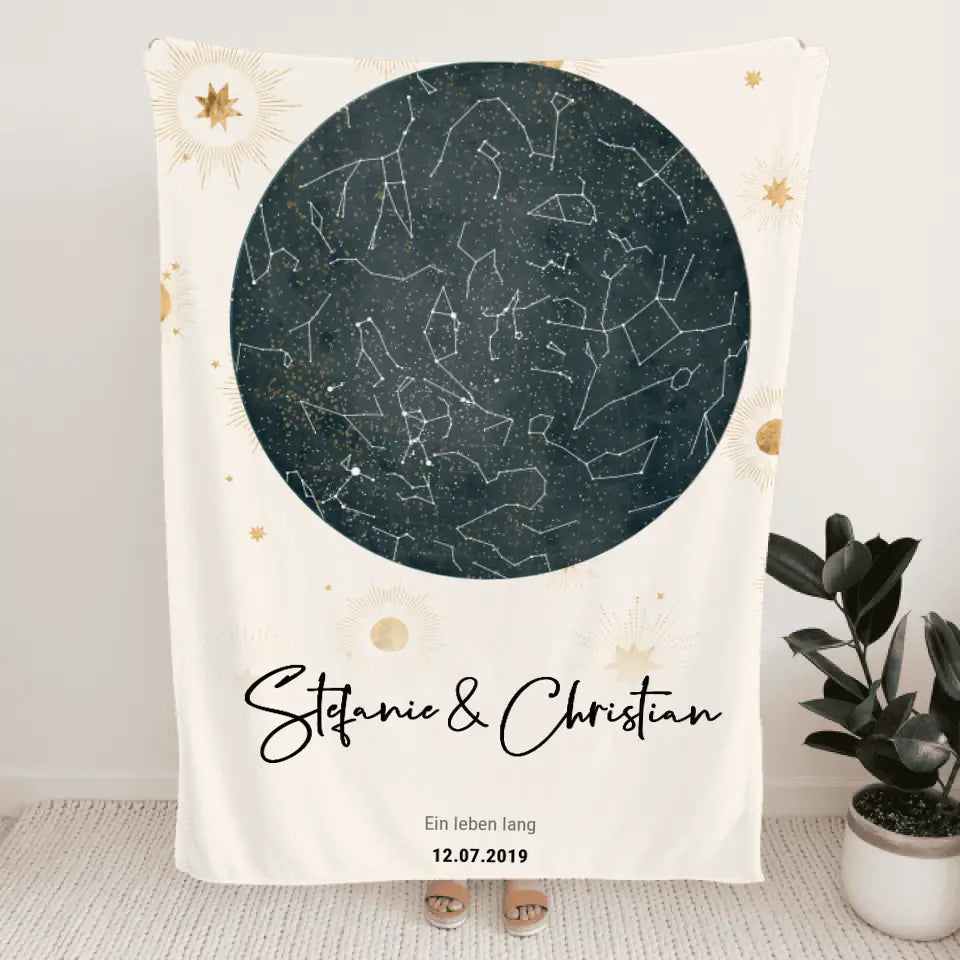 Personalisierte Sternenhimmel Decke mit Name und Datum