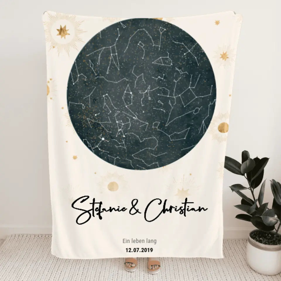 Personalisierte Sternenhimmel Decke mit Name und Datum