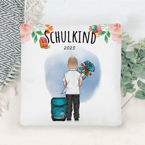 Personalisiertes Kissen - Geschenk zur Einschulung (1 Junge)