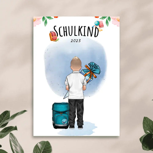 Personalisiertes Poster - Geschenk zur Einschulung (1 Junge)