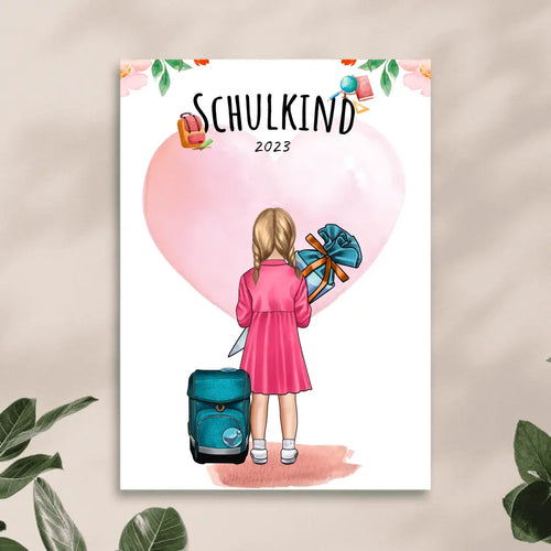 Personalisiertes Poster - Geschenk zur Einschulung (1 Mädchen)