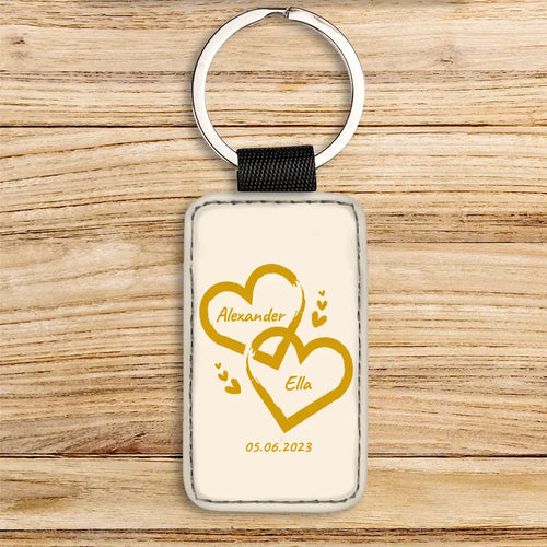 Personalisierter Schlüsselanhänger - Zwei Herzen Paar