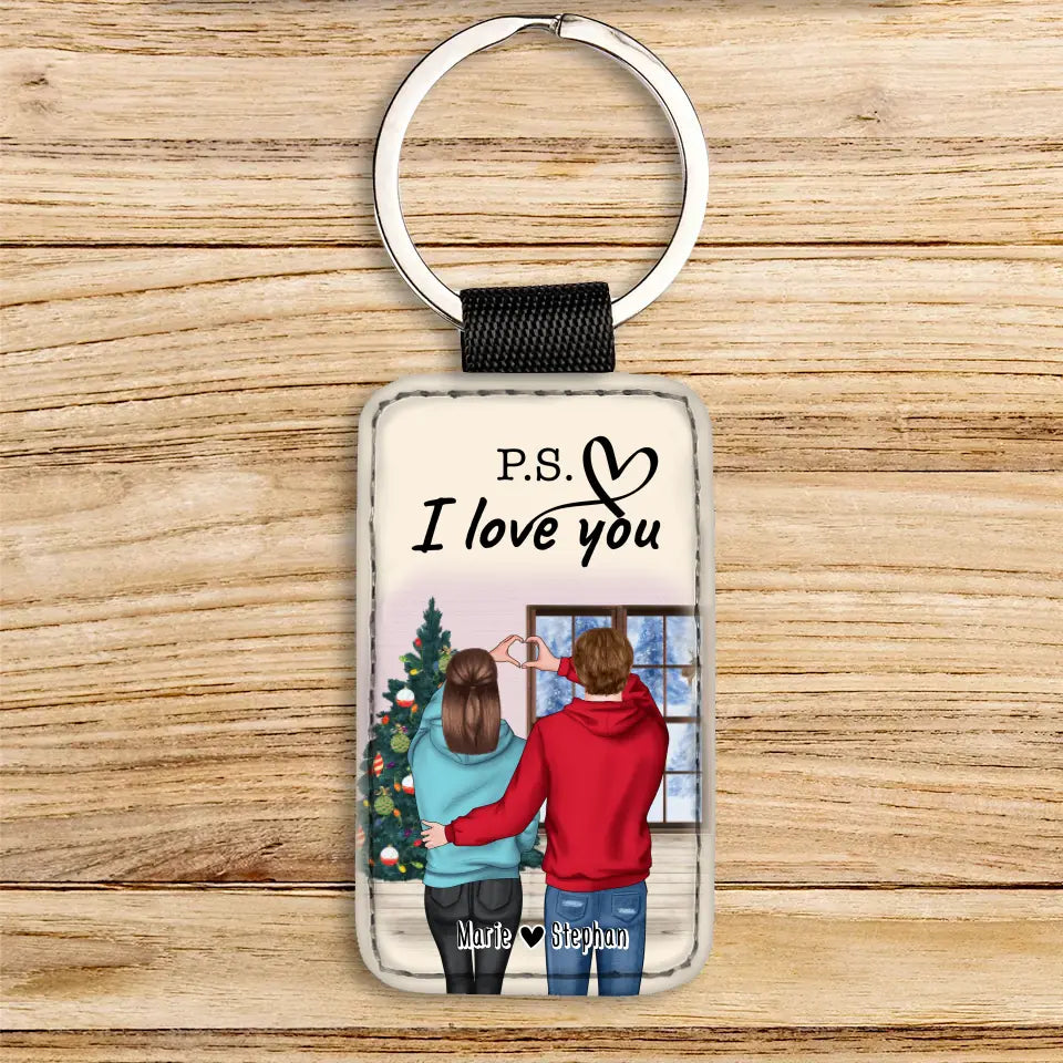 Personalisierter Schlüsselanhänger - Paar/Pärchen (stehend) - Weihnachtlich