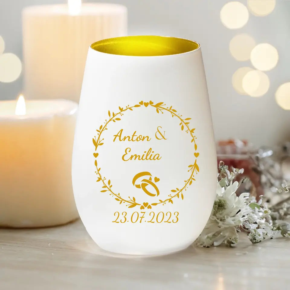 Personalisiertes Windlicht - Hochzeitstag - Paar