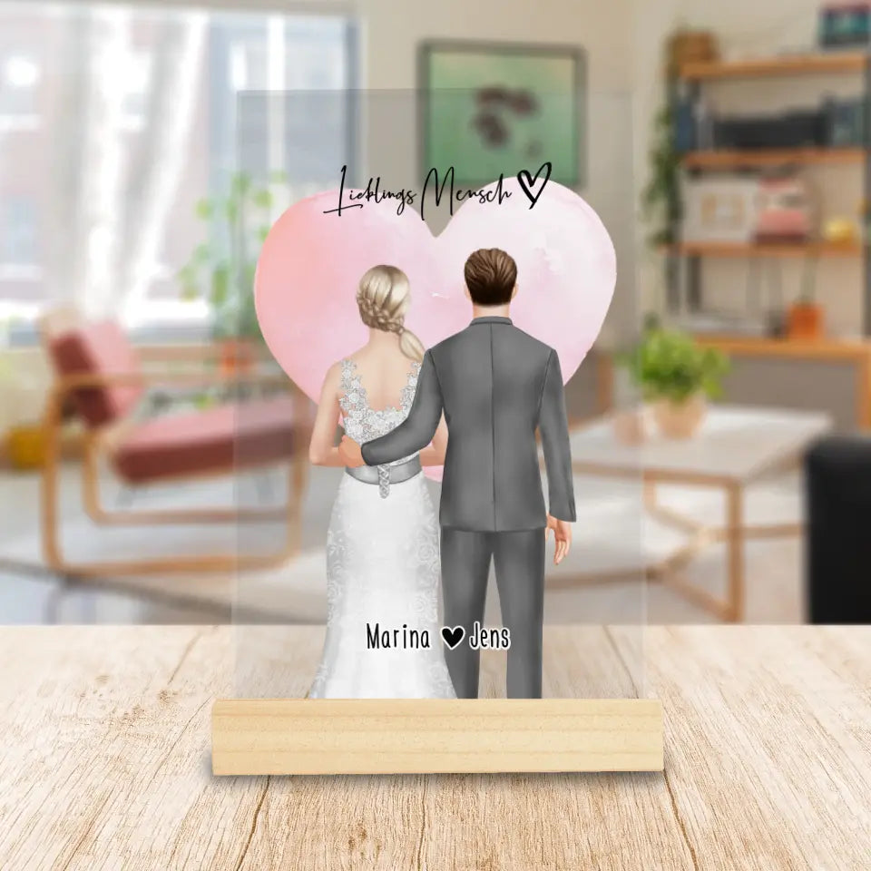 Personalisierte Acrylglasplatte - Brautpaar - Hochzeitsgeschenk