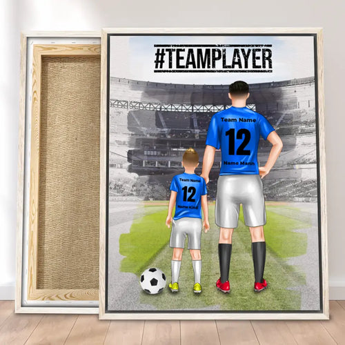 Personalisierte Fußball Leinwand mit mehreren Fußballern/Fußballerinnen - Familienleinwand
