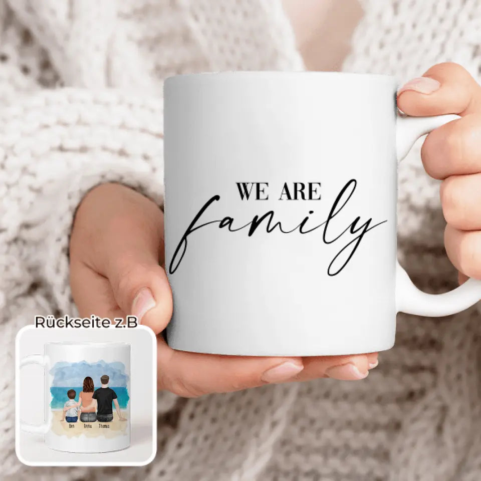 Personalisierte Tasse mit Familie (1 Kind/Baby)