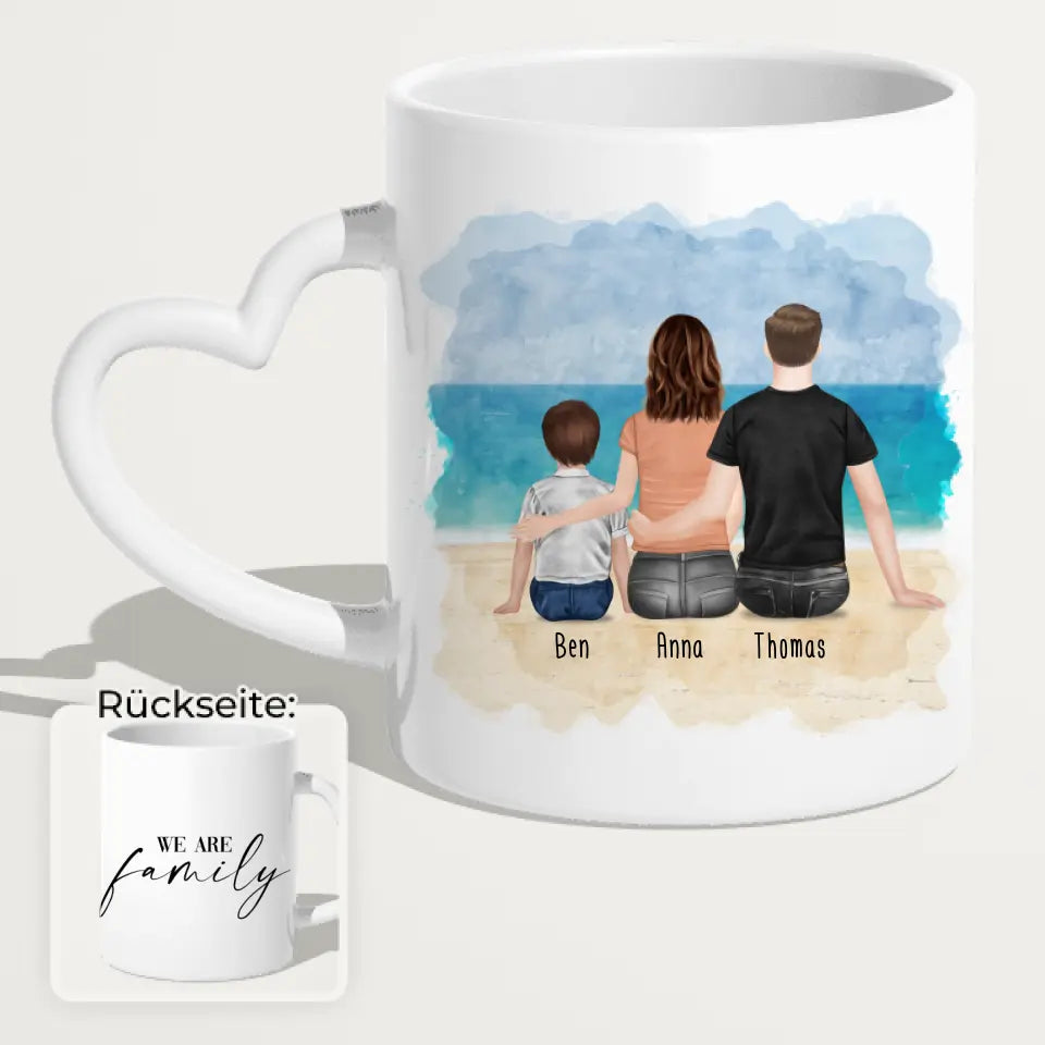 Personalisierte Tasse mit Familie (1 Kind/Baby)