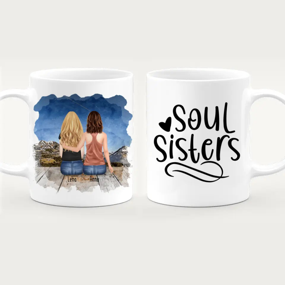 Personalisierte Tasse für Beste Freundinnen (2 Freundinnen)