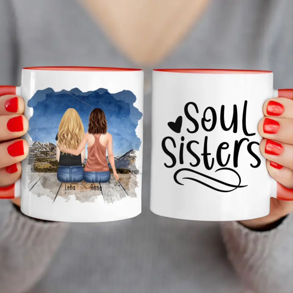 Personalisierte Tasse für Schwestern (2 Schwestern)