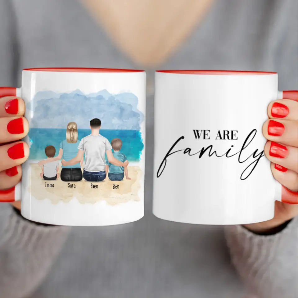 Personalisierte Tasse mit Familie (2 Kinder/Babys)