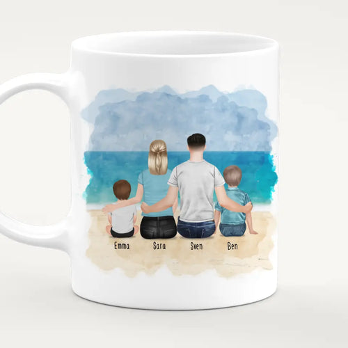 Personalisierte Tasse mit Familie (2 Kinder/Babys)