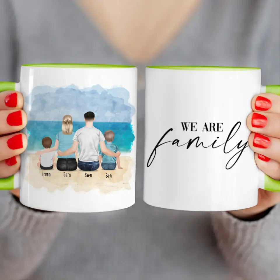 Personalisierte Tasse mit Familie (2 Kinder/Babys)