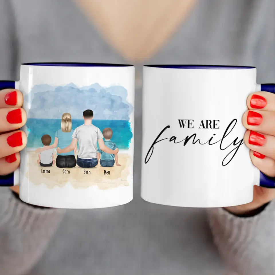 Personalisierte Tasse mit Familie (2 Kinder/Babys)