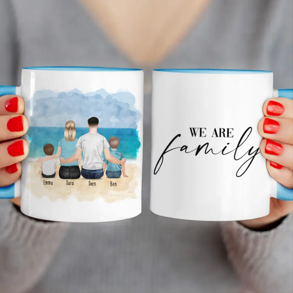 Personalisierte Tasse mit Familie (2 Kinder/Babys)