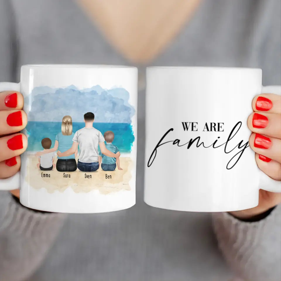 Personalisierte Tasse mit Familie (2 Kinder/Babys)