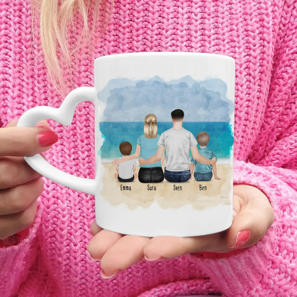 Personalisierte Tasse mit Familie (2 Kinder/Babys)