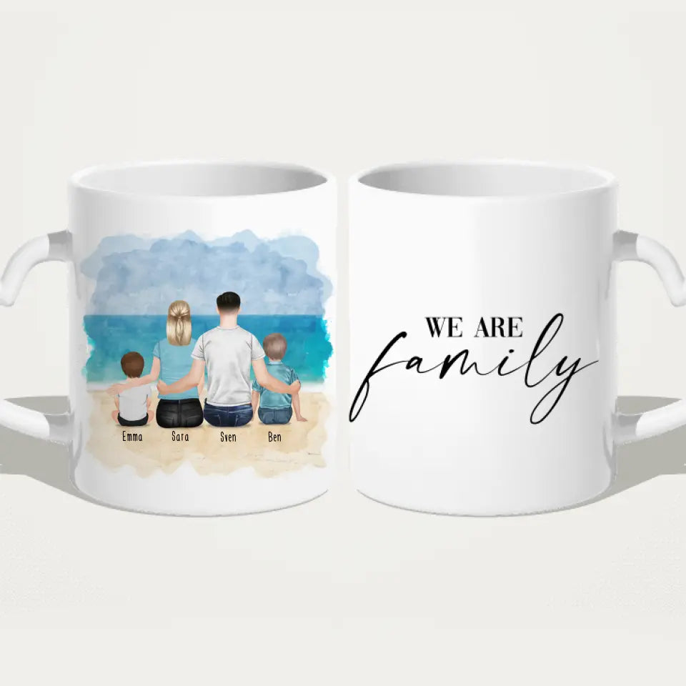 Personalisierte Tasse mit Familie (2 Kinder/Babys)