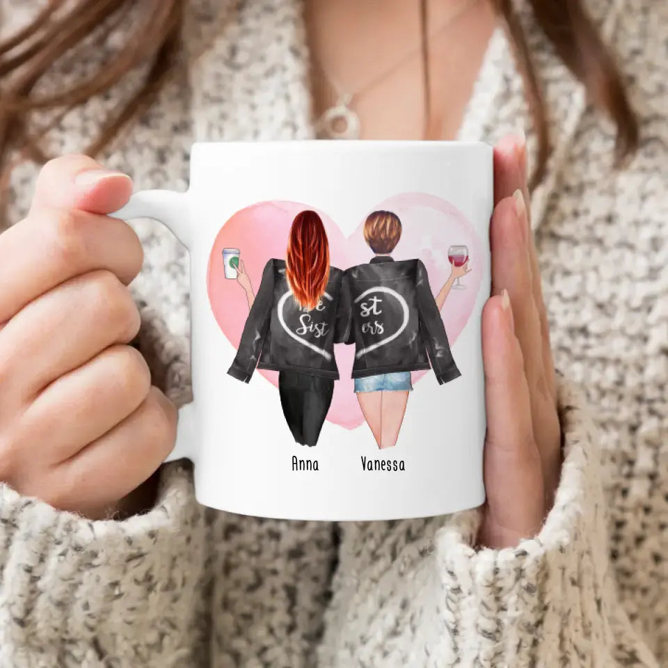 Personalisierte Beste Schwestern Tasse mit Jacke