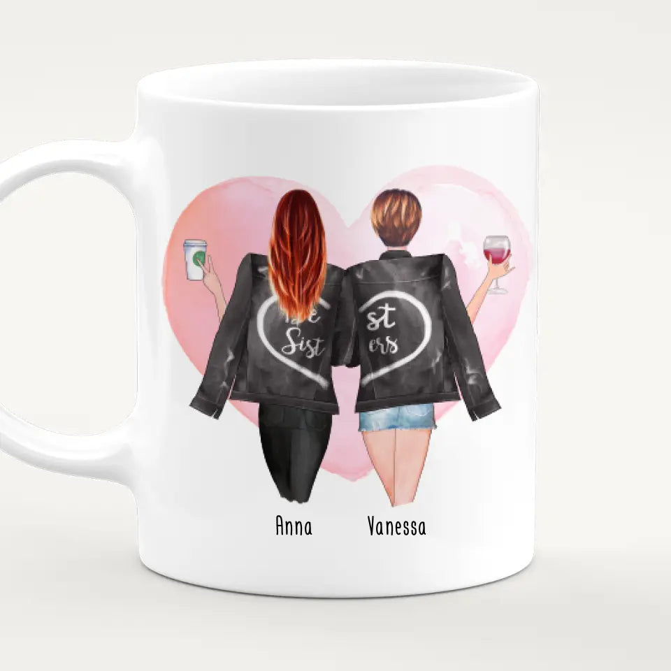 Personalisierte Beste Schwestern Tasse mit Jacke