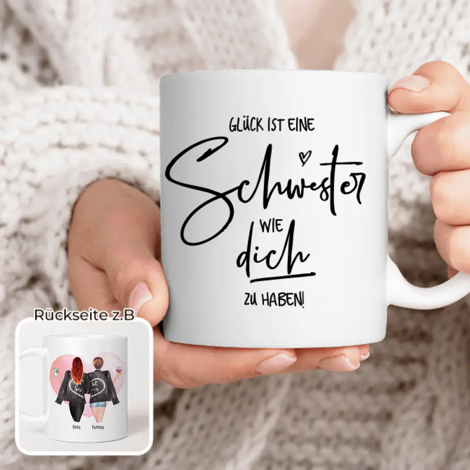 Personalisierte Beste Schwestern Tasse mit Jacke