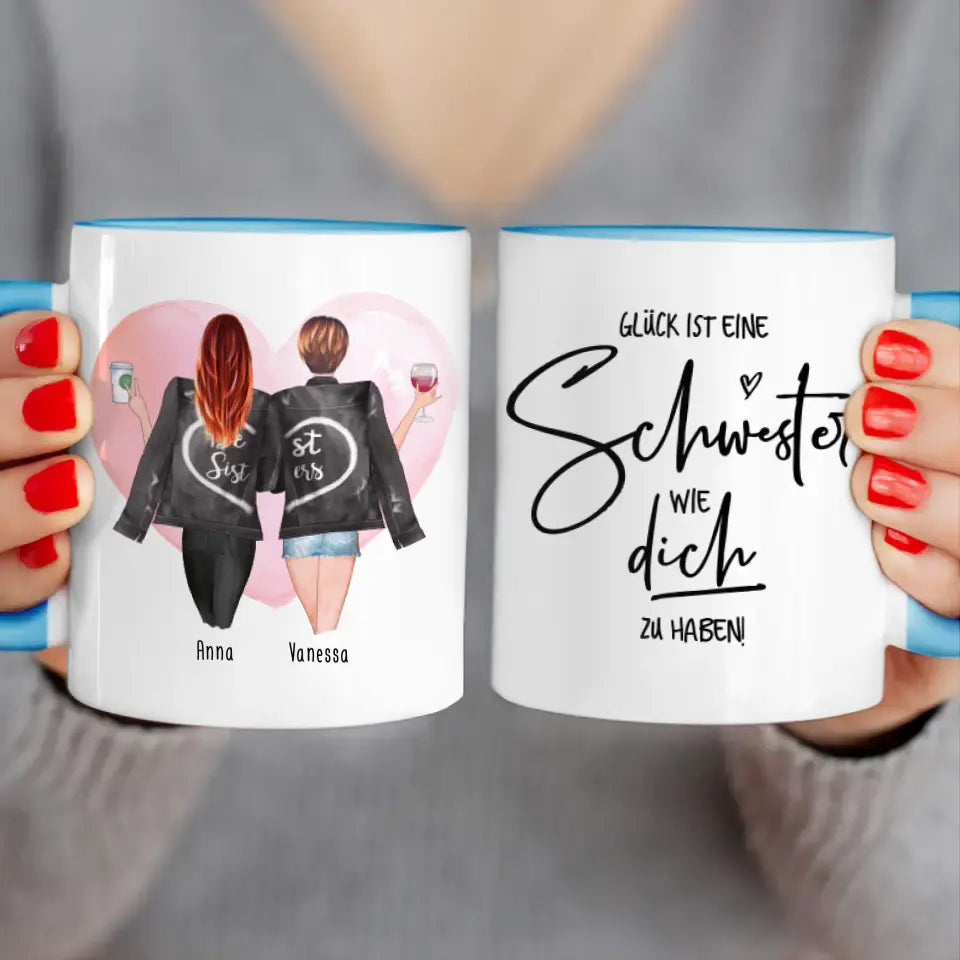 Personalisierte Beste Schwestern Tasse mit Jacke