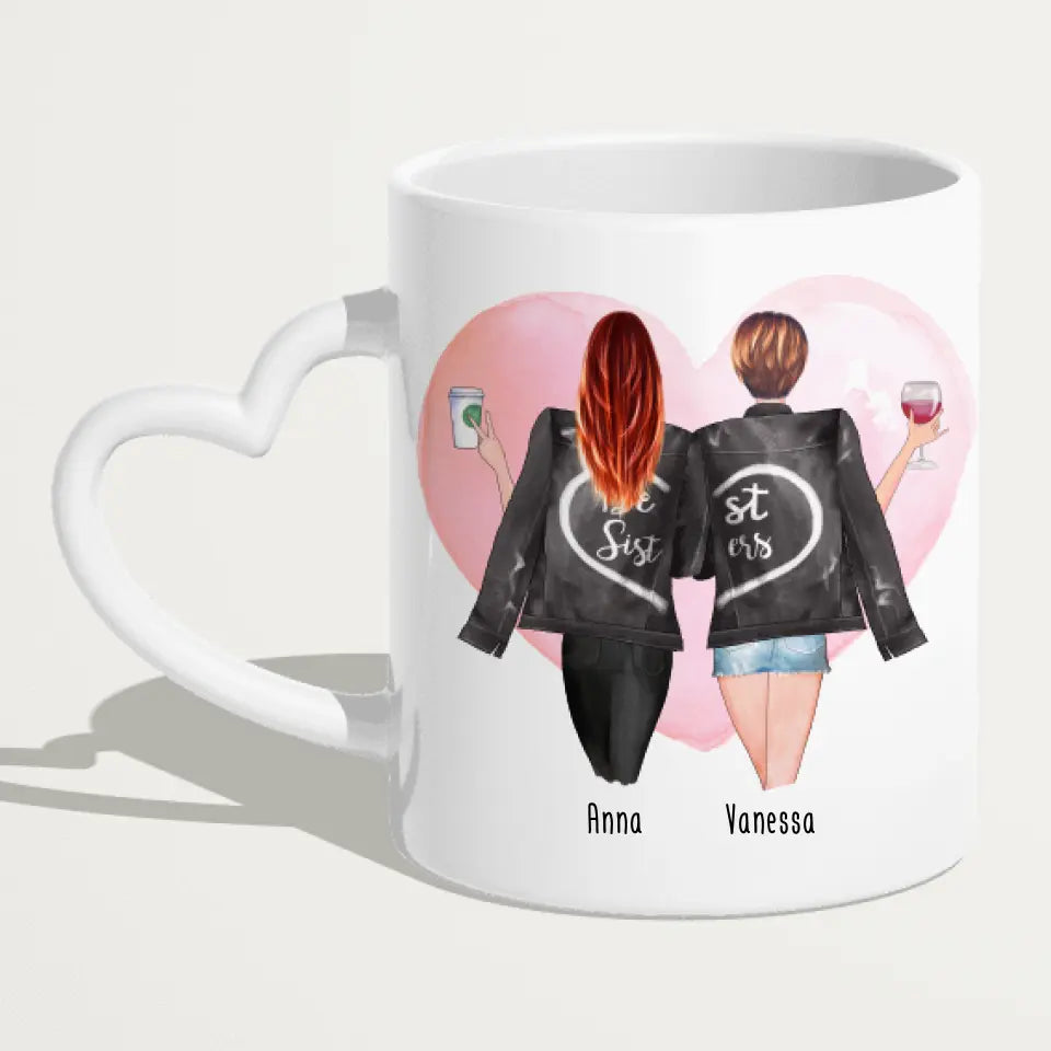 Personalisierte Beste Schwestern Tasse mit Jacke