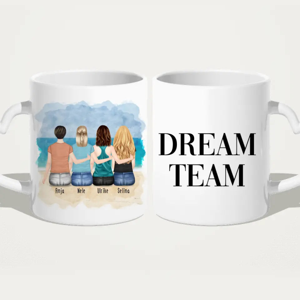 Personalisierte Tasse für Beste Freundinnen (4 Freundinnen)