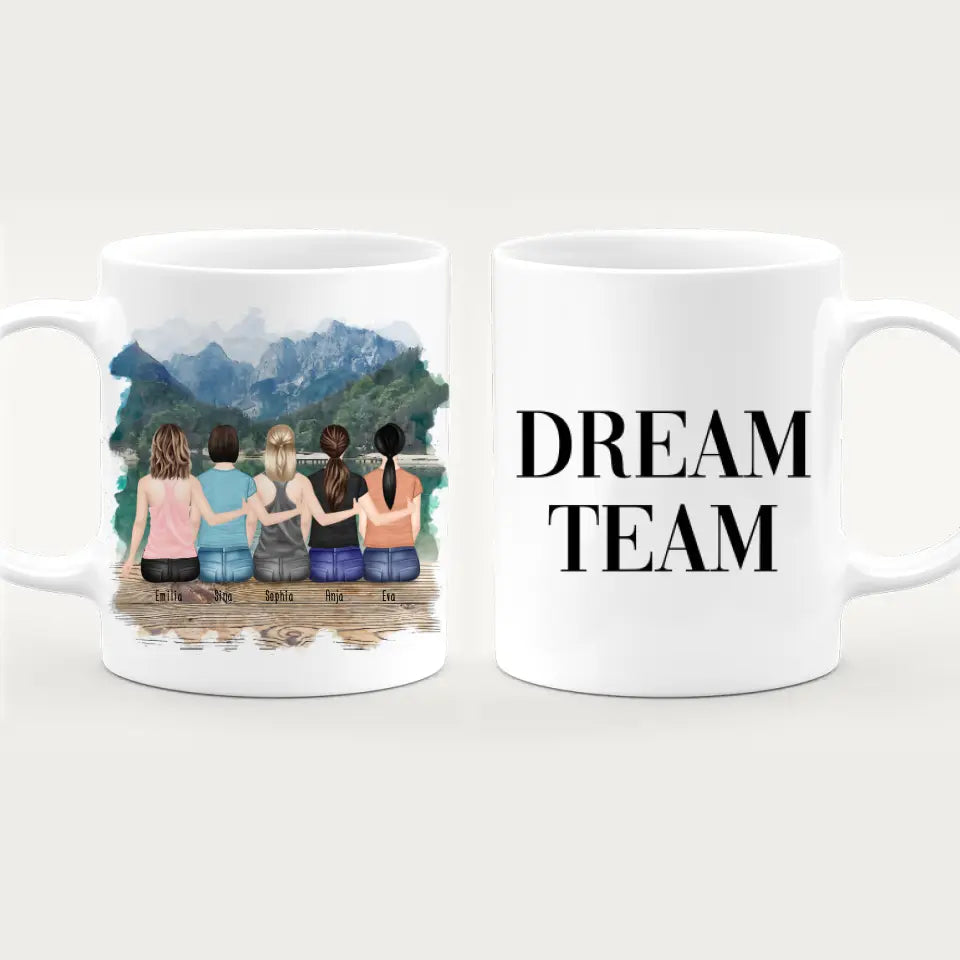 Personalisierte Tasse für Beste Freundinnen (5 Freundinnen)