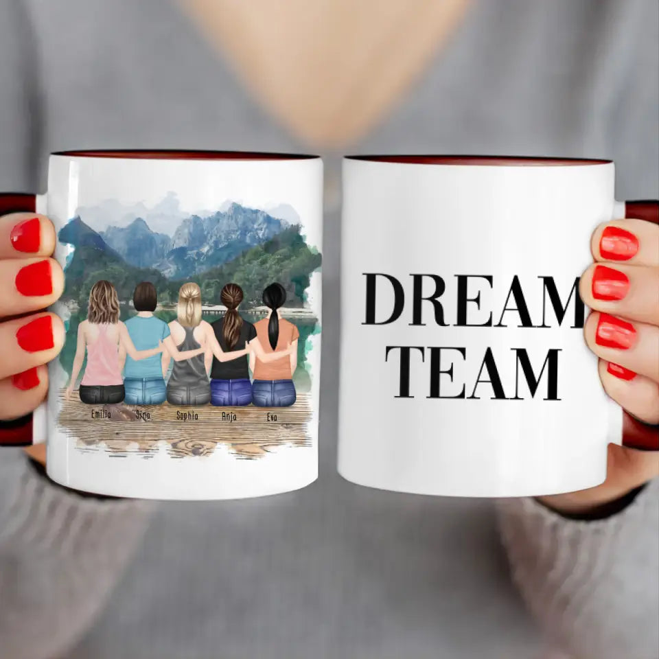 Personalisierte Tasse für Beste Freundinnen (5 Freundinnen)