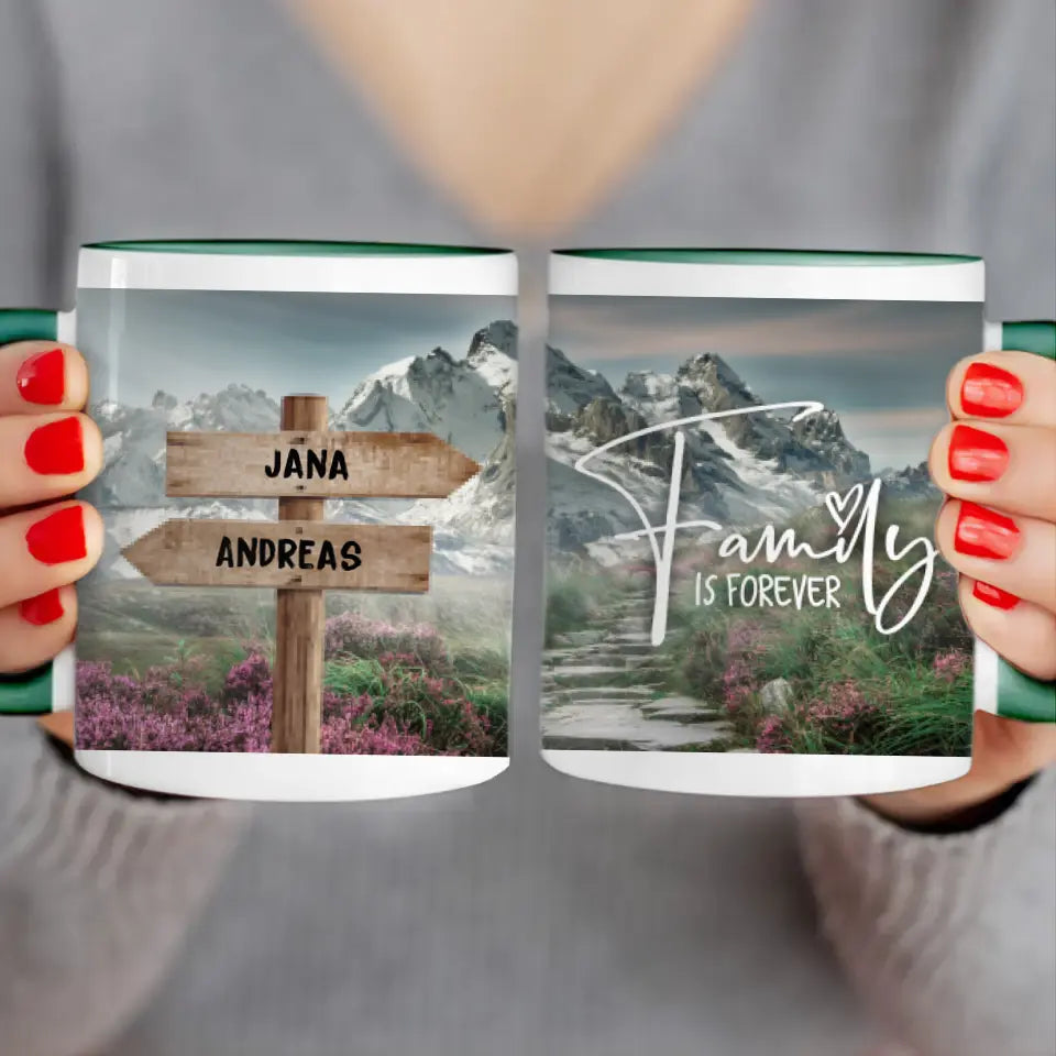 Personalisierte Wegweiser Tasse mit euren Namen