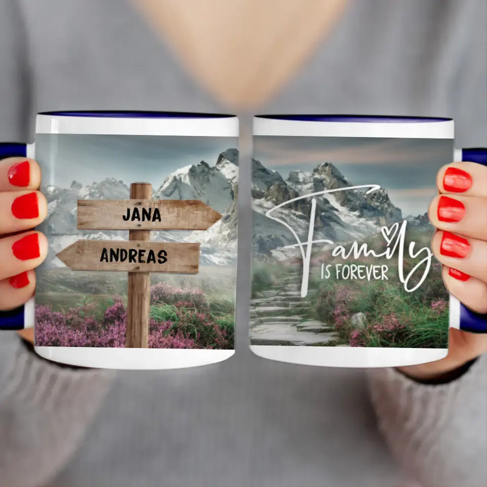 Personalisierte Wegweiser Tasse mit euren Namen