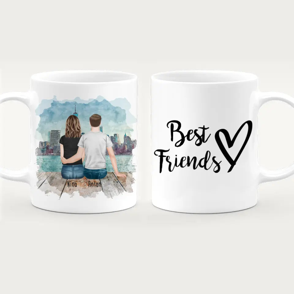 Personalisierte Tasse - Beste Freunde (1 Frau + 1 Mann)