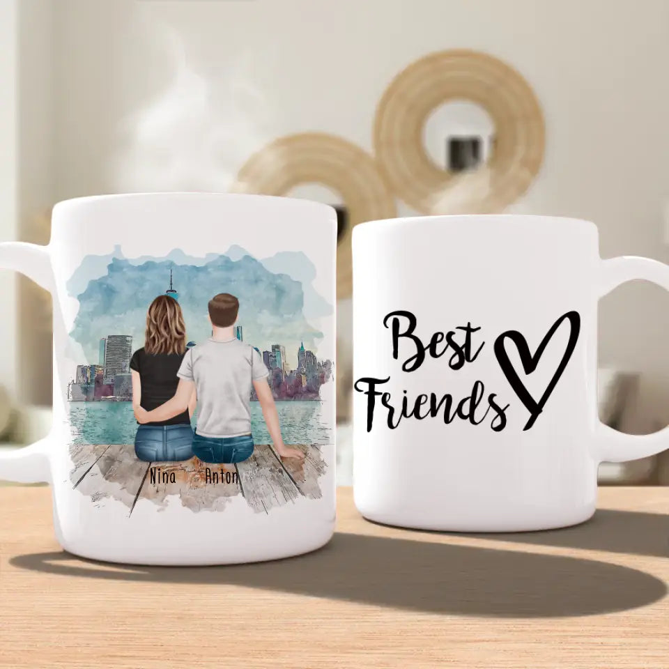 Personalisierte Tasse - Beste Freunde (1 Frau + 1 Mann)