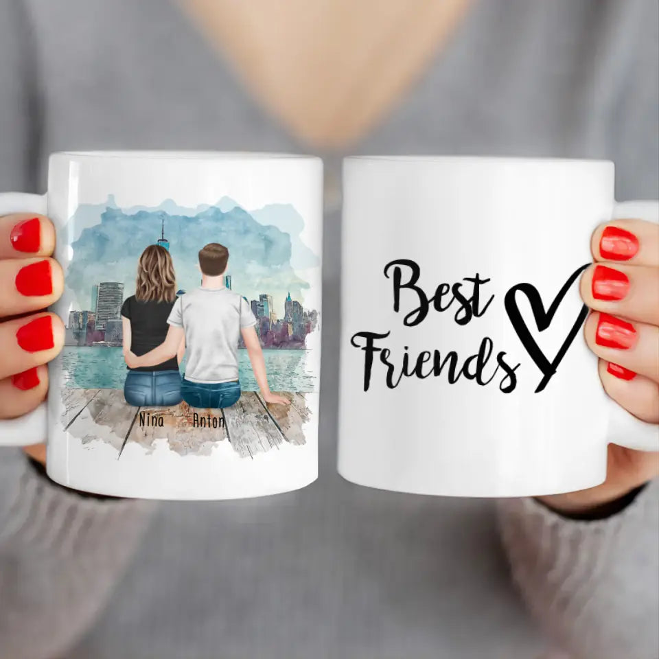 Personalisierte Tasse - Beste Freunde (1 Frau + 1 Mann)