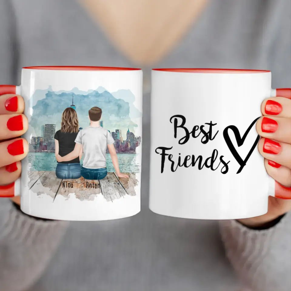 Personalisierte Tasse - Beste Freunde (1 Frau + 1 Mann)