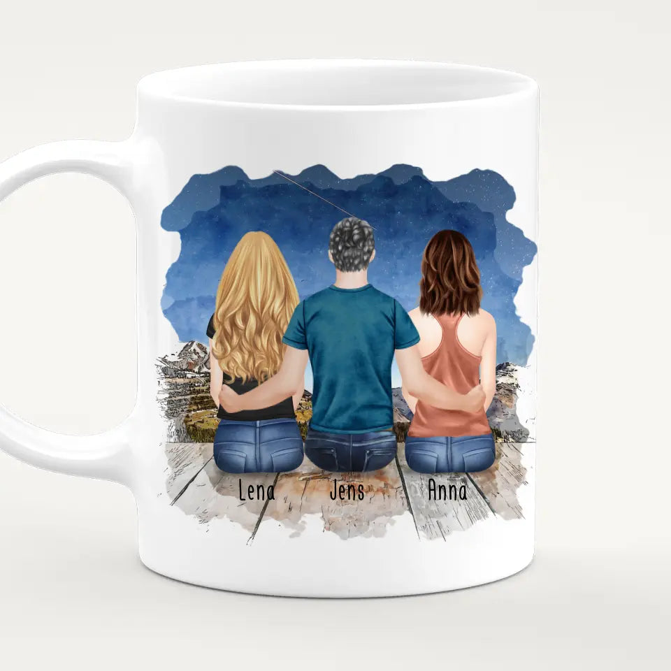 Personalisierte Tasse - Beste Freunde (2 Frauen + 1 Mann)