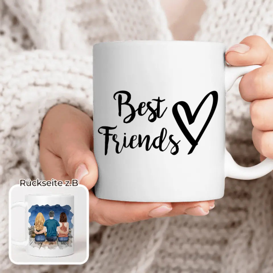 Personalisierte Tasse - Beste Freunde (2 Frauen + 1 Mann)