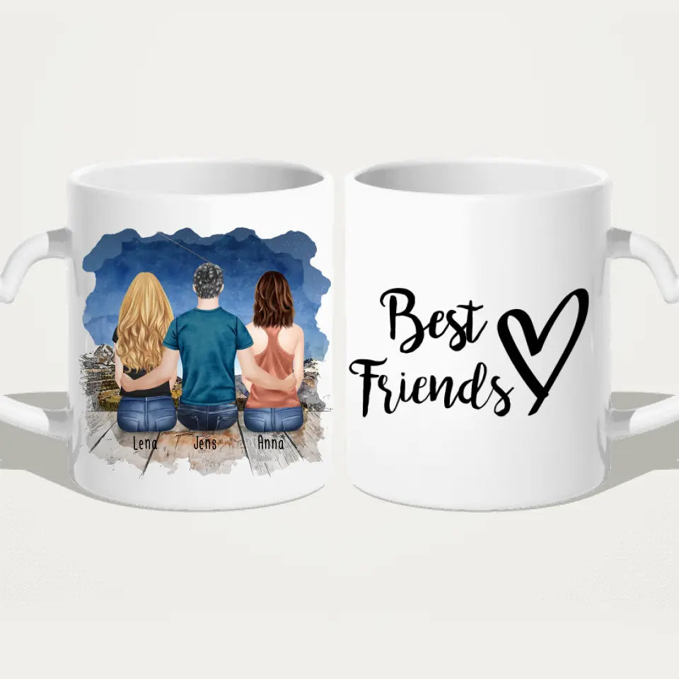 Personalisierte Tasse - Beste Freunde (2 Frauen + 1 Mann)