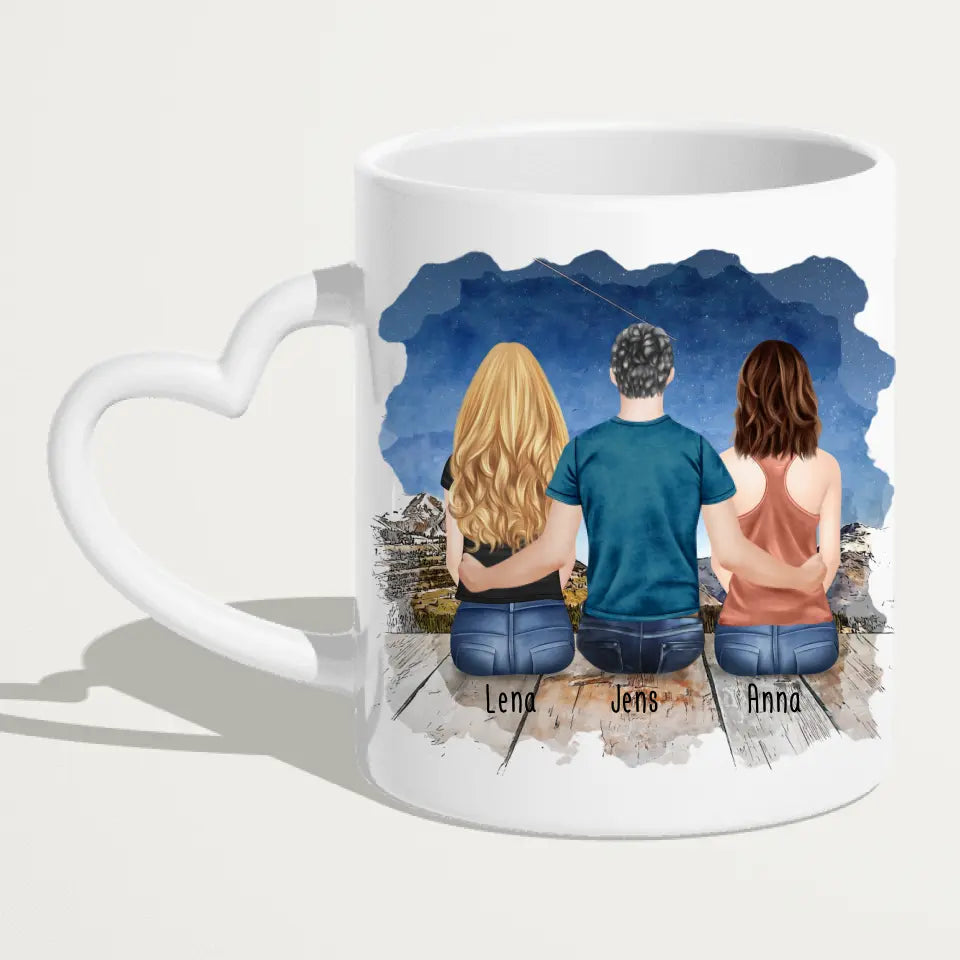 Personalisierte Tasse - Beste Freunde (2 Frauen + 1 Mann)