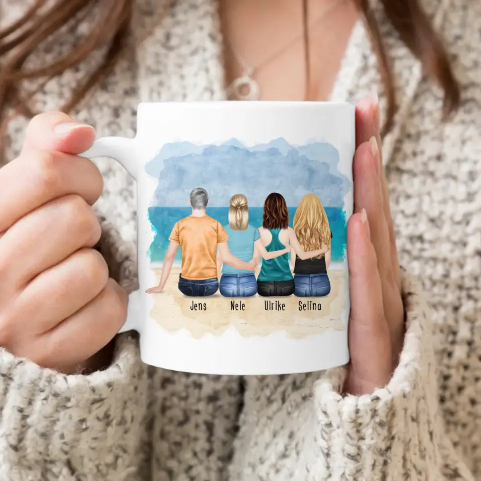 Personalisierte Tasse - Beste Freunde (3 Frauen + 1 Mann)