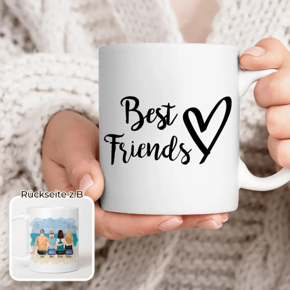 Personalisierte Tasse - Beste Freunde (3 Frauen + 1 Mann)