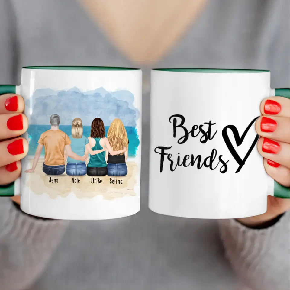 Personalisierte Tasse - Beste Freunde (3 Frauen + 1 Mann)