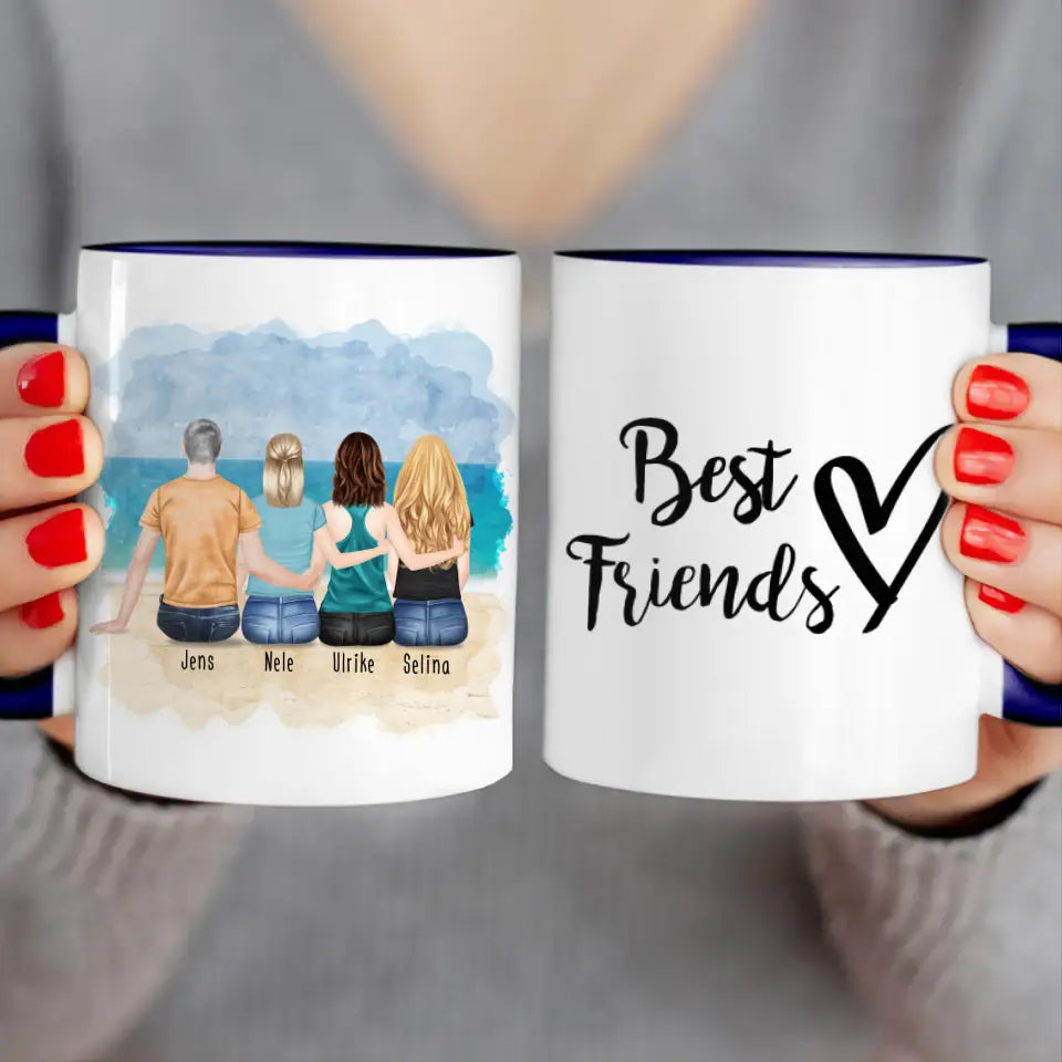 Personalisierte Tasse - Beste Freunde (3 Frauen + 1 Mann)