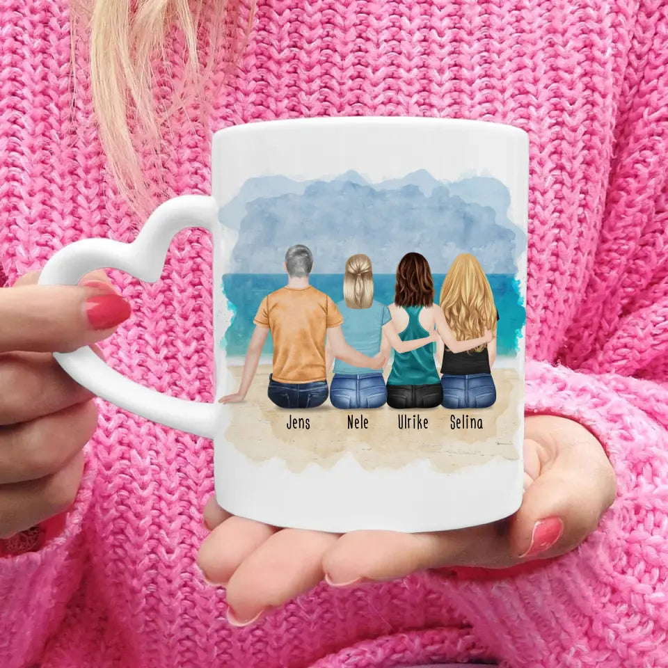 Personalisierte Tasse - Beste Freunde (3 Frauen + 1 Mann)