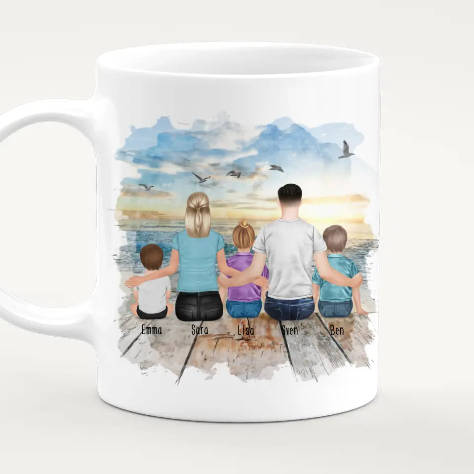 Personalisierte Tasse mit Familie (3 Kinder/Babys)