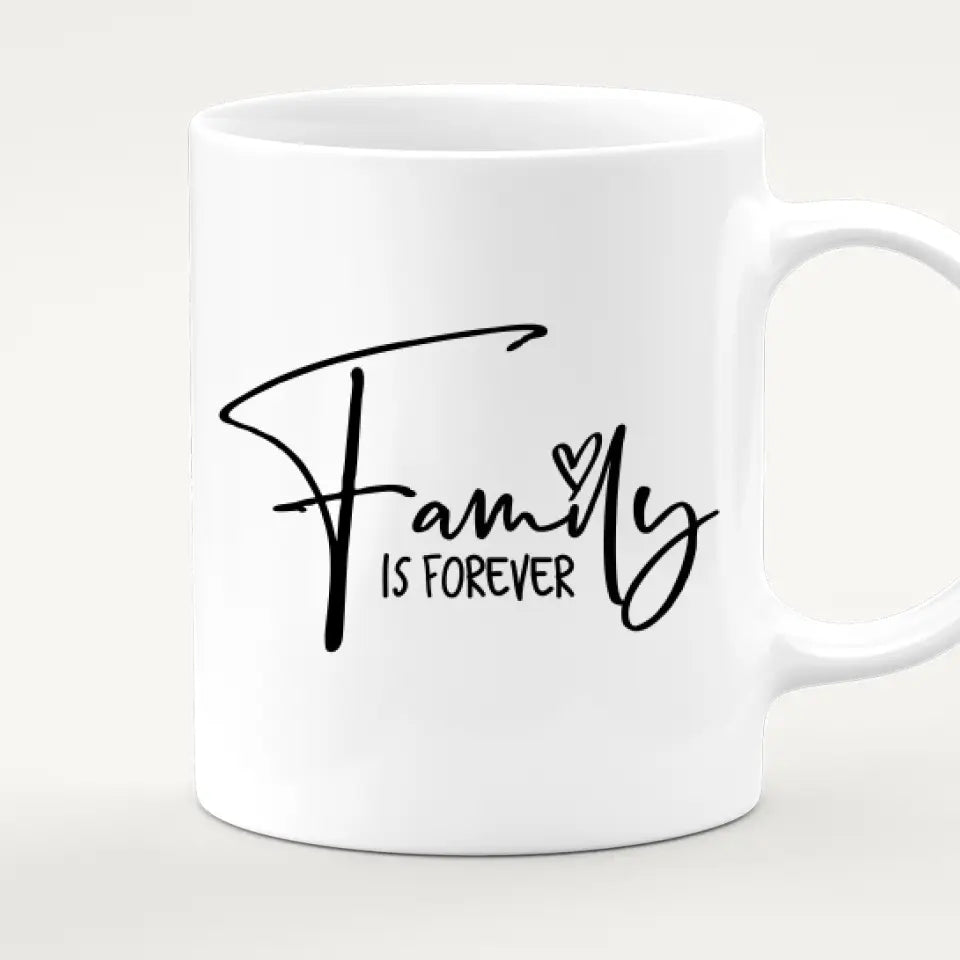 Personalisierte Tasse mit Familie (3 Kinder/Babys)