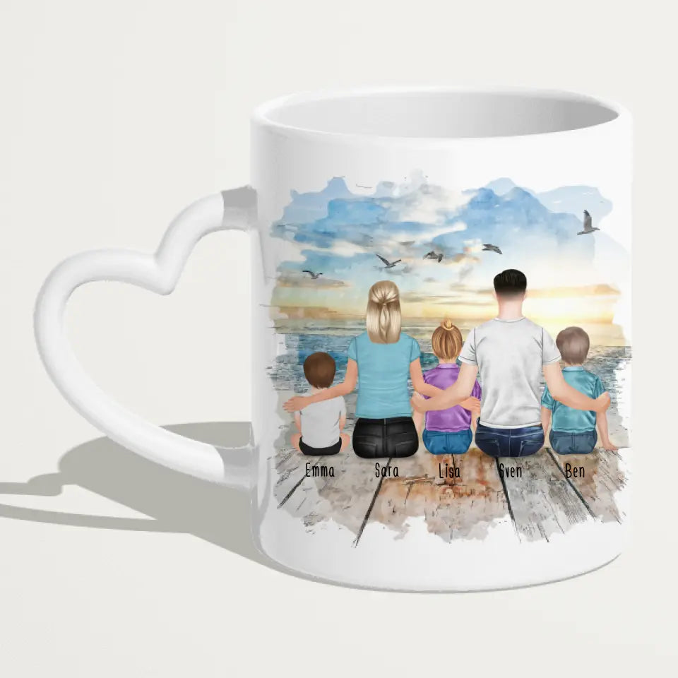 Personalisierte Tasse mit Familie (3 Kinder/Babys)