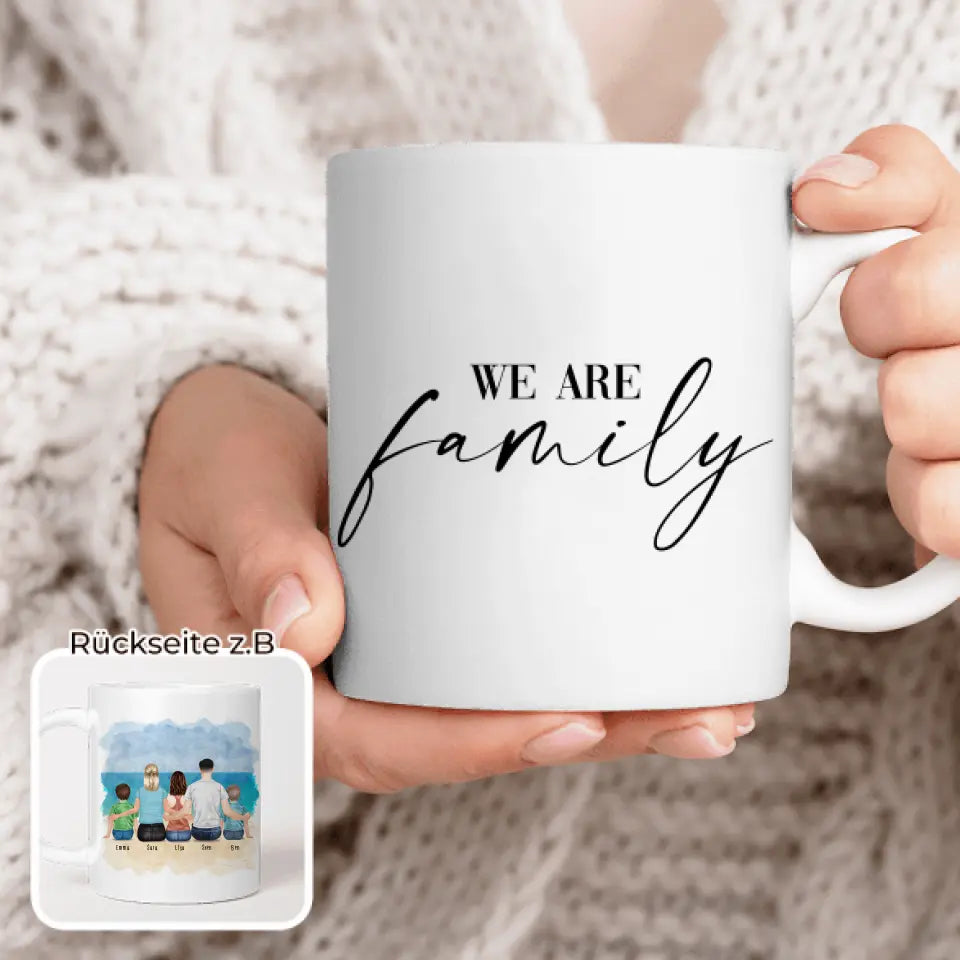 Personalisierte Tasse mit Familie (2 Kinder + 1 Teenanger)