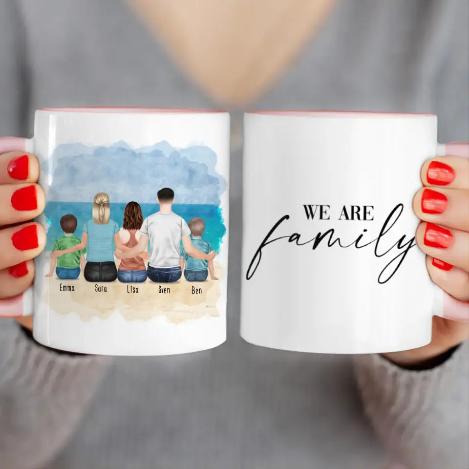 Personalisierte Tasse mit Familie (2 Kinder + 1 Teenanger)